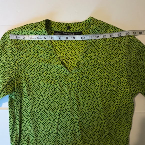VINTAGE Silk Anne Klein II V Neck Pullover Long Sleeve Blouse Shirt Top Petite - Picture 6 of 10